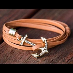 “Wes Anchor Hitch” Leather Anchor Wrap Bracelet